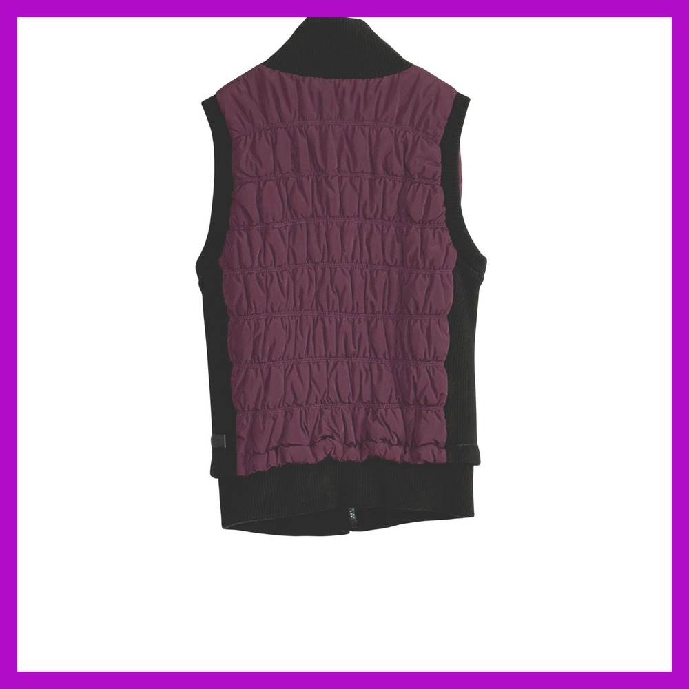Calvin Klein Performance Womens XS Ruched Puffer Vest Purple Black Full Zip Mock